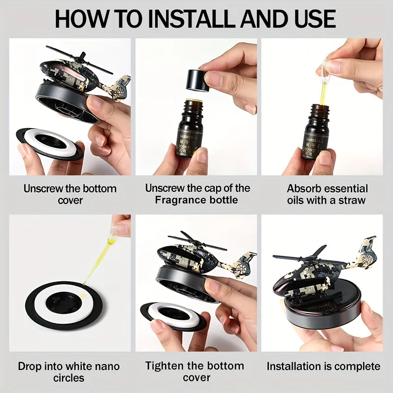 Car Solar Powered Rotation Helicopter Airplane Air Freshener Solar Helicopter Interior Perfume Trim Diffuser Rotary Aromatherapy image 6