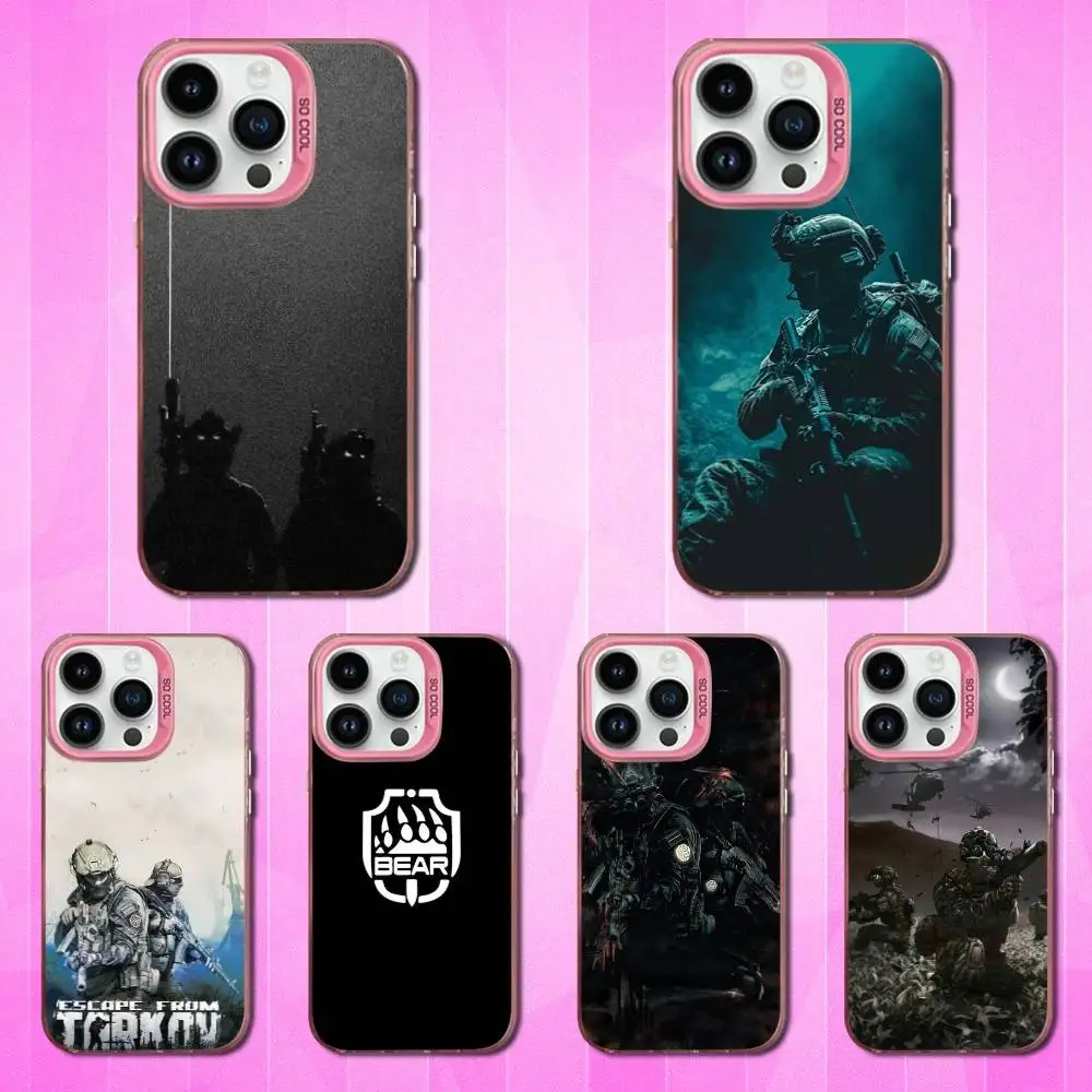 

Game E-Escape From T-Tarkov Phone Case For iPhone 16,15,14,13,12,11,Mini,Pro,SE,XS,MAX Pink Matte Silicone Cover