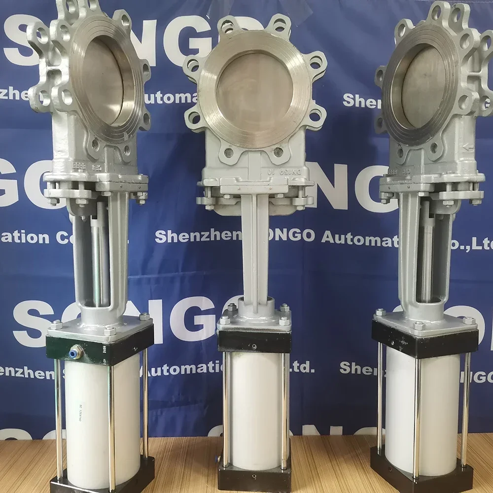 Pneumatic Operated Lug wafer 6 inch 304 Stainless Steel class150 Pneumatic Air Control slurry Knife gates valve non-rising stem