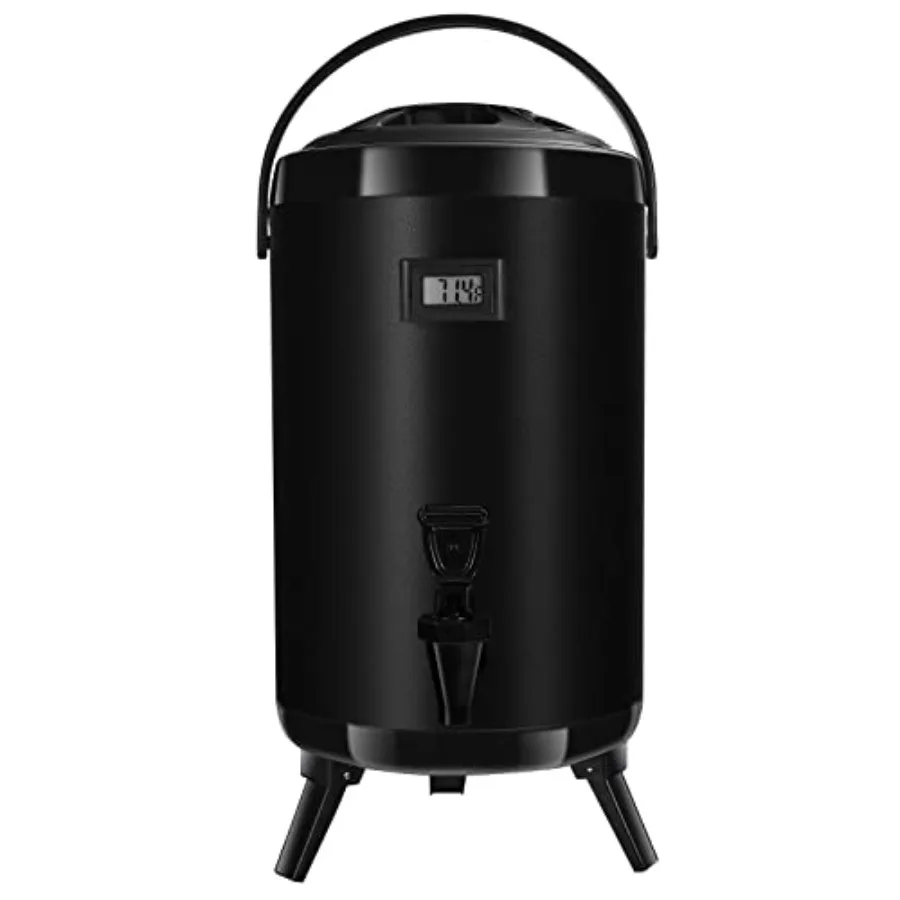 

Hot Beverage Dispenser Stainless Steel Insulated Beverage Dispenser Cold and Hot Drink dispenser with Thermometer 3.2-Gallons 1