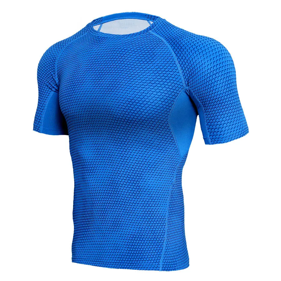 Camisa de compressão secagem rápida dos homens correndo tshirt manga curta apertado rashgard curto superior musculação roupas de fitness ginásio roupas esportivas