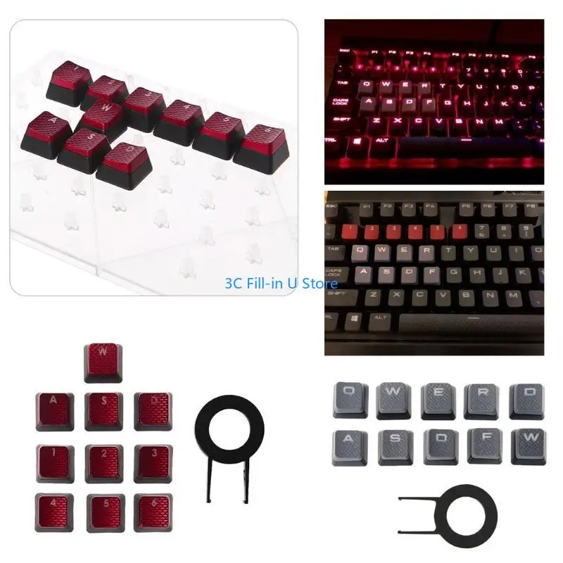 G8TA 10 KEYS KEYCAPS RGB ergonomic keycap لـ K70 K65 K95 1 2 3 4 5 6 WASD