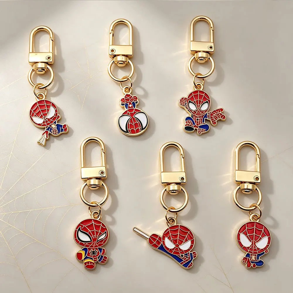 Marvel's Spider-Man pendant, ornament, metal men's backpack charm, men's keychain, cartoon personalized design，Gifts for Men