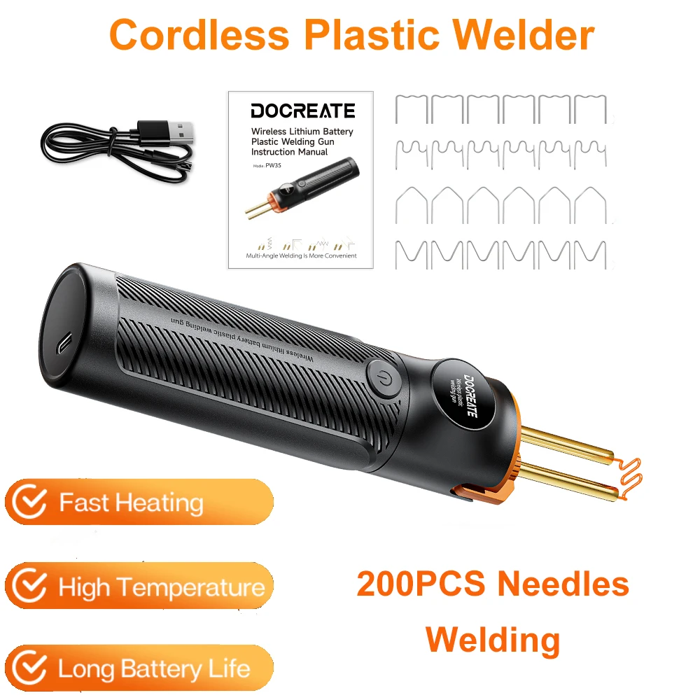 

Cordless Plastic Welder 5000mAh Lithium Battery Plastic Welding Machine 200PCS Needles Welding Type C Plastic Soldering Gun
