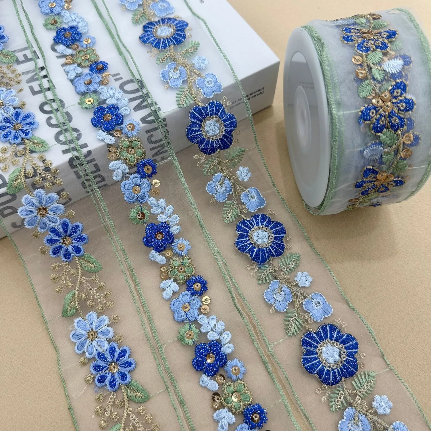 

Embroidery Lace Ribbon, for DIY Handmade, Waist Belt, Headwear, Gift and Flower Packaging, Wedding Dress, Clothing Access