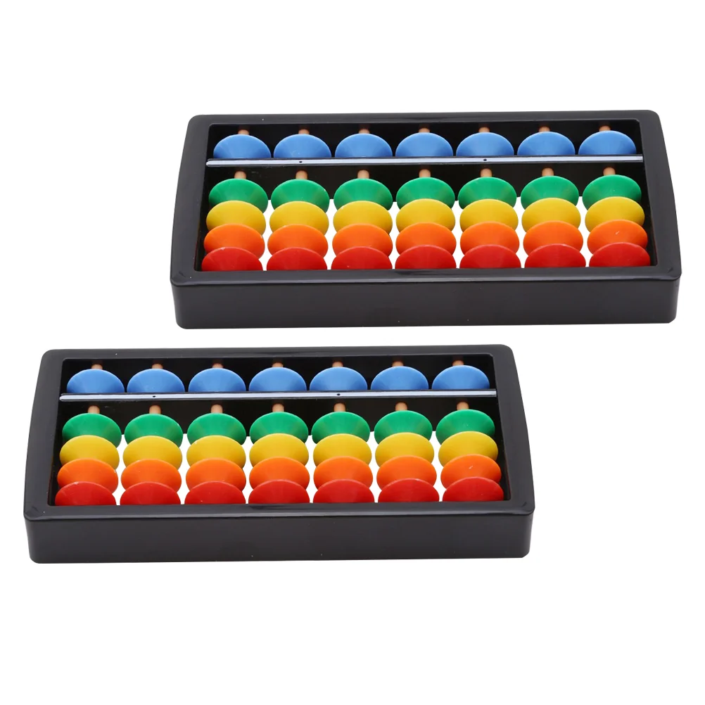 2 PCS 7 Gears Abacus Kids Toys for Math Leaning Alphabet Beads Students ABS Cognitive Learning Educational Calculate Child