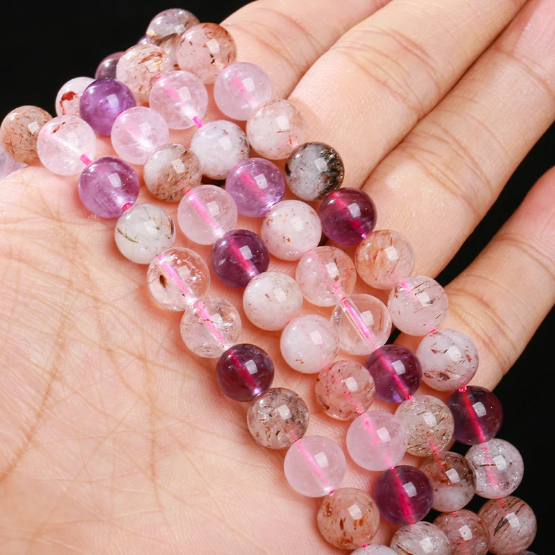 6 8 10mm Natural Purple Super Seven Quartz Beads Round Loose Spacer Crystal Stone For Jewelry Making Diy Necklace Bracelet