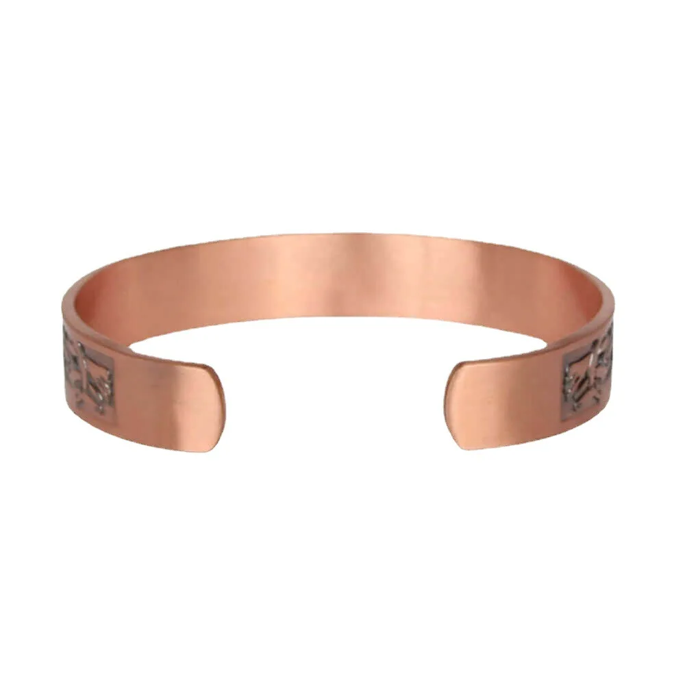 European and American Copper Vintage Simple Double Ring Pattern Magnet Energy Ring Bracelet Set