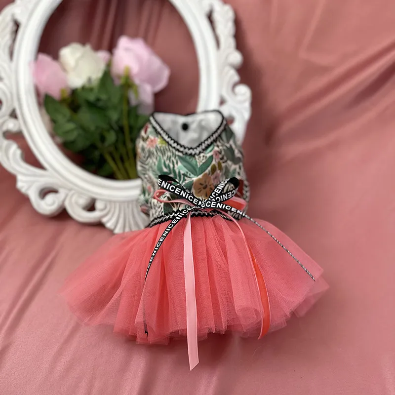

Handmade Pet Dog Clothes Original Suspender Sequin Watermelon Red Dress For Small Medium Poodle Dog's Skirt Costume For Dog