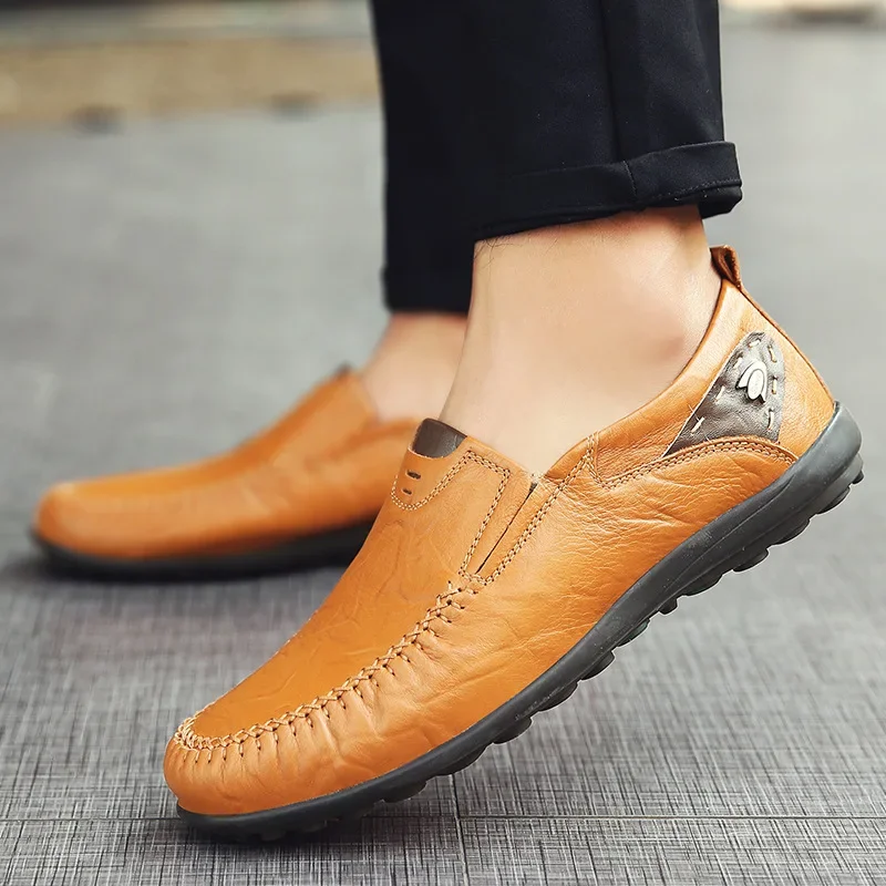 Mocassins en cuir décontractés pour hommes, chaussures simples, chaussures d'affaires d'été, grande taille