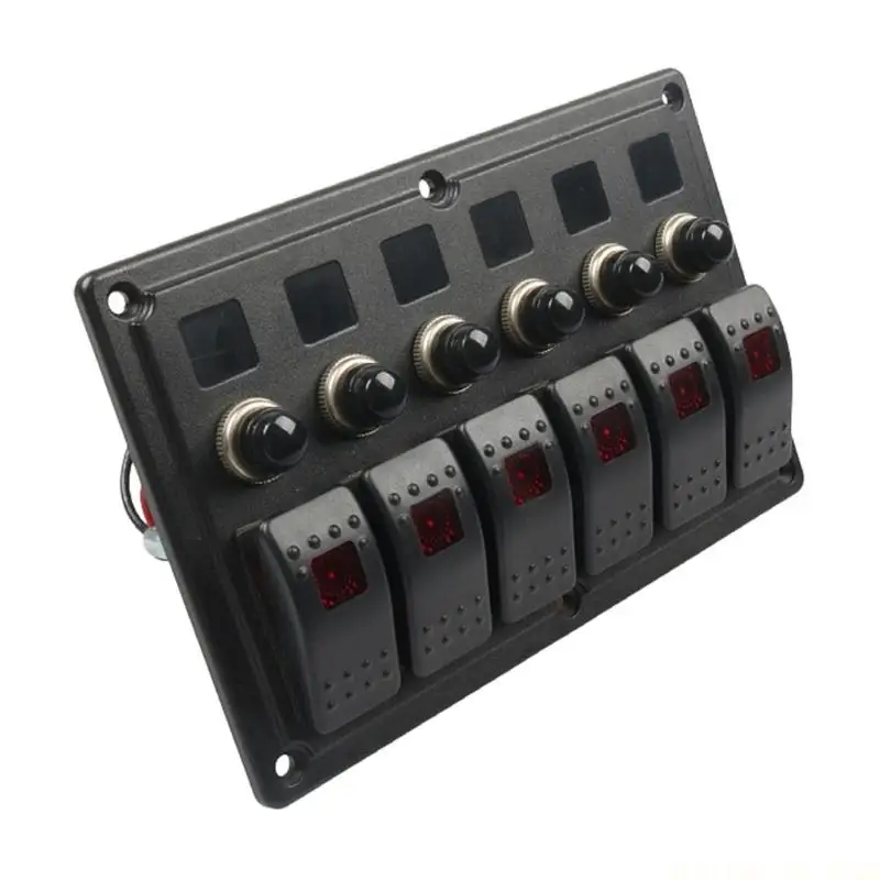 J0MA 6 Gang Control Panel for Boat, Yacht, and Motorhome Auxiliary Circuits, Integrated ABS Board for Organized Device Control