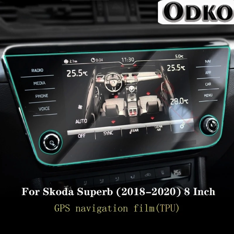 Dla Skoda Superb 2019-2023 Wnętrze samochodu Panel nawigacji Przezroczysta folia ochronna TPU Akcesoria naprawcze odporne na zarysowania — zdjęcie 4