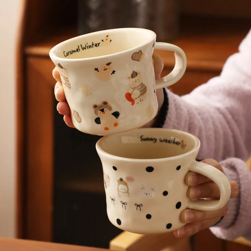 

Creative Cartoon Ceramic Mug,Korean Handmade Coffee Mugs,Household Breakfast Milk Cups, Couple Tea Cup, Birthday Gift Kawaii Cup