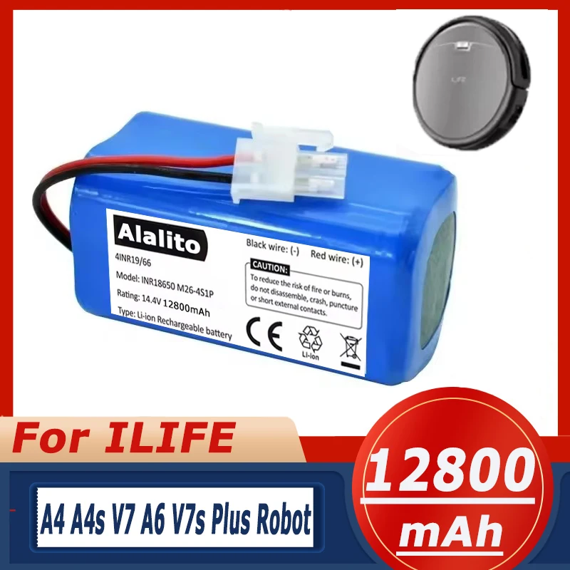 14.4v/14.8V 2600mah Lithium Battery Compatible with ILIFE A4 A4s V7 A6 A9 V7s Plus Robot Vacuum Cleaner 18650-4S1P Batteria