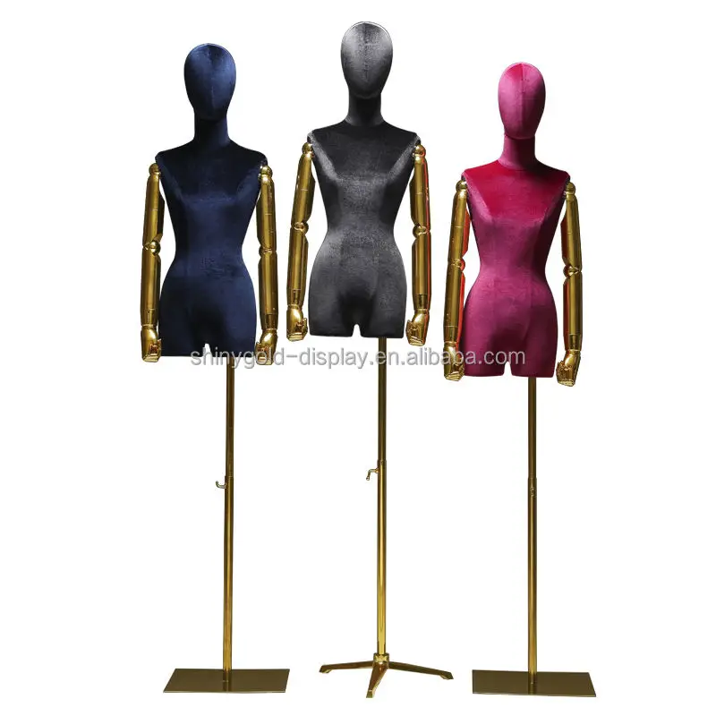 

High Grade Ladies Femme Magasin Female Mannequin Display Velvet Half Body Female Mannequin for Women