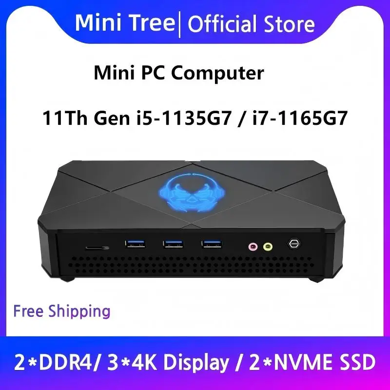 Office Desktop Mini Computer 11Th Gen Core i5-1135G7 i7-1165G7 HD DP Type-C Three Displays 32G RAM 1TB NVME Win11 Mini Gaming PC