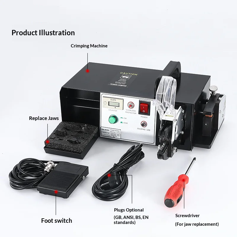 Electric Terminal Crimping Machine EM-6B2BC 0.25-35mm Wire Stripping Cutting Function Crimper Tools for Efficient Connectivity