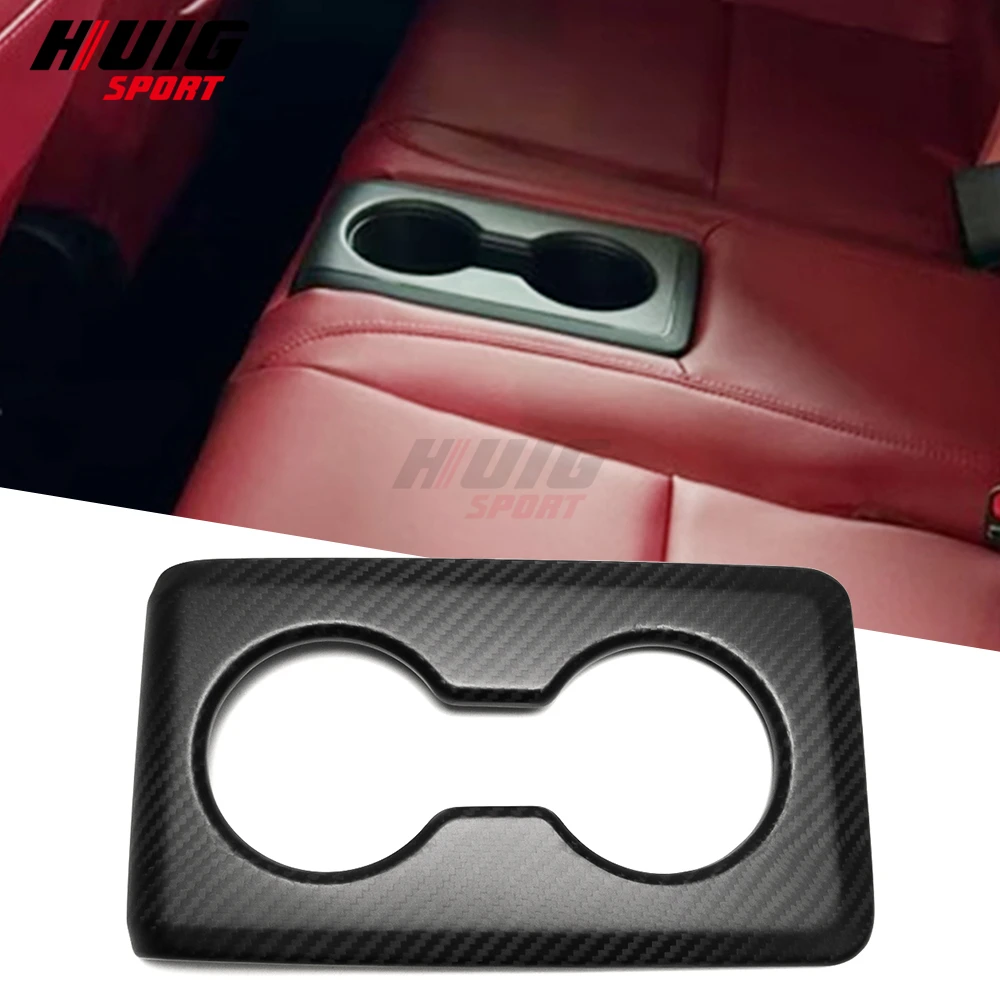 Carbon Fiber Car Interior Back Seat Water Cup Box Holder Panel Cover Trim Accessories For Acura Integra Type S A-Spec 2022-2025