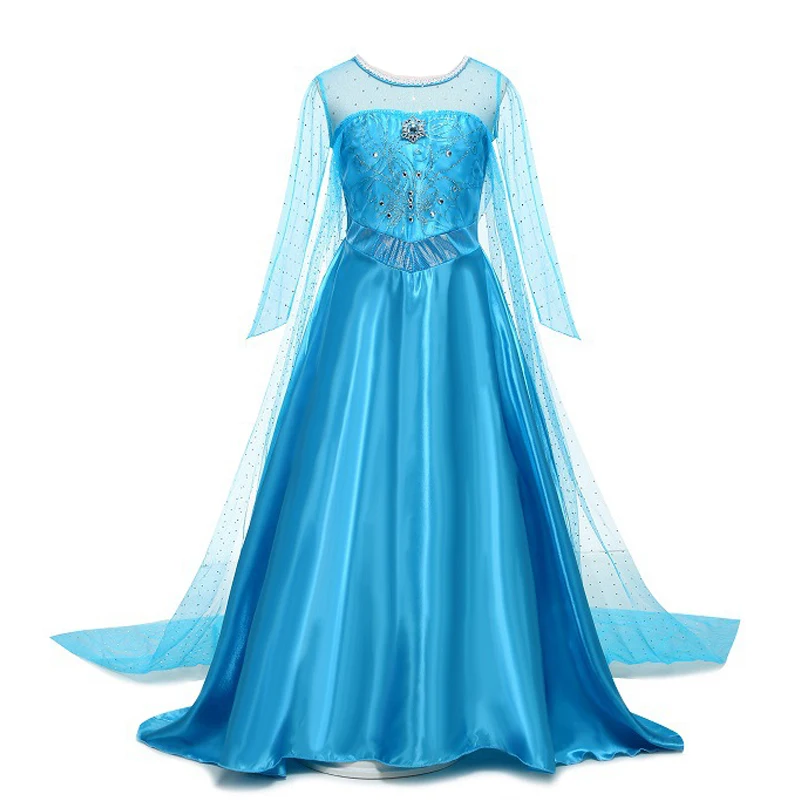 Halloween Frozen Elsa Princess Apparel Dress Girls Carnival Disney Anna Green Ball Gown Kids Purim Festival Cosplay Snow Queen