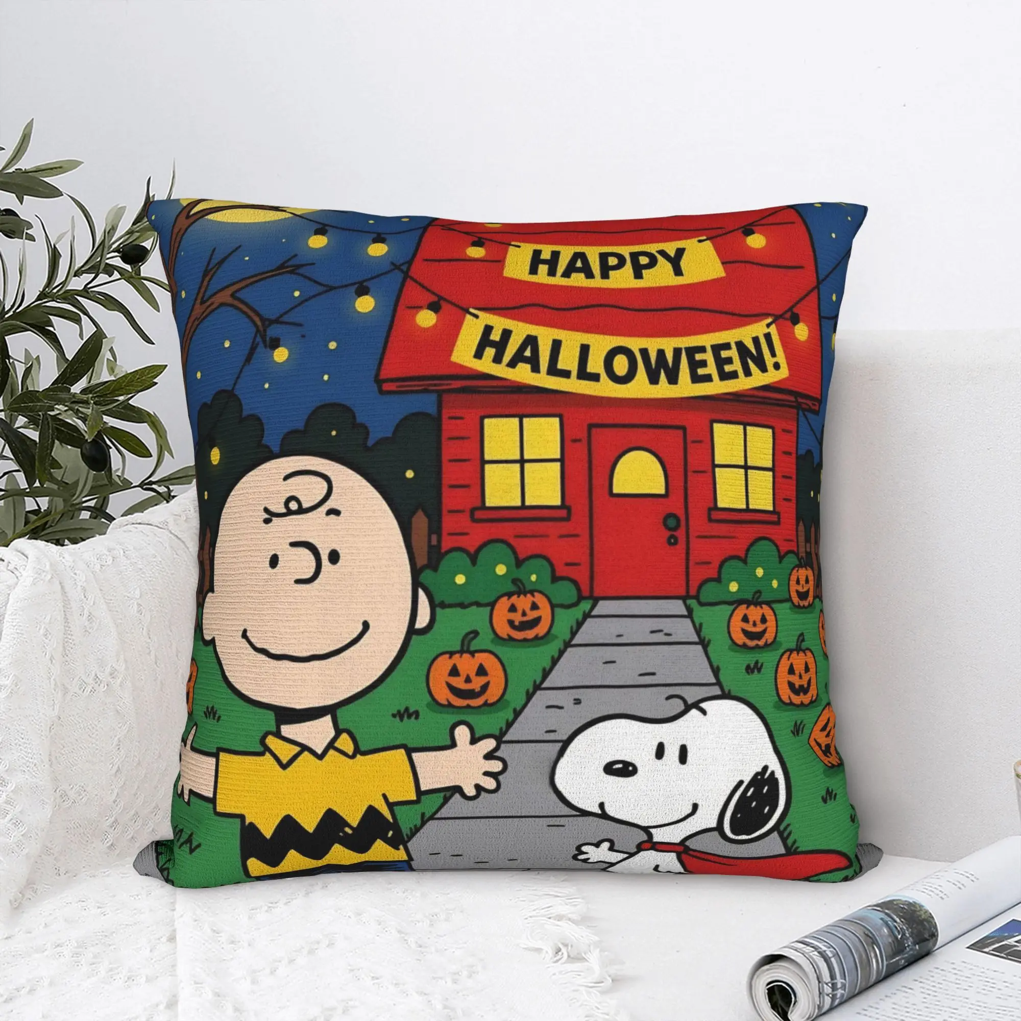 Halloween Snoopys Square Pillow Cases Pumpkin Cushion Cover Fashion Zippered Decor Throw Pillow Case Cover for Home 40x40cm