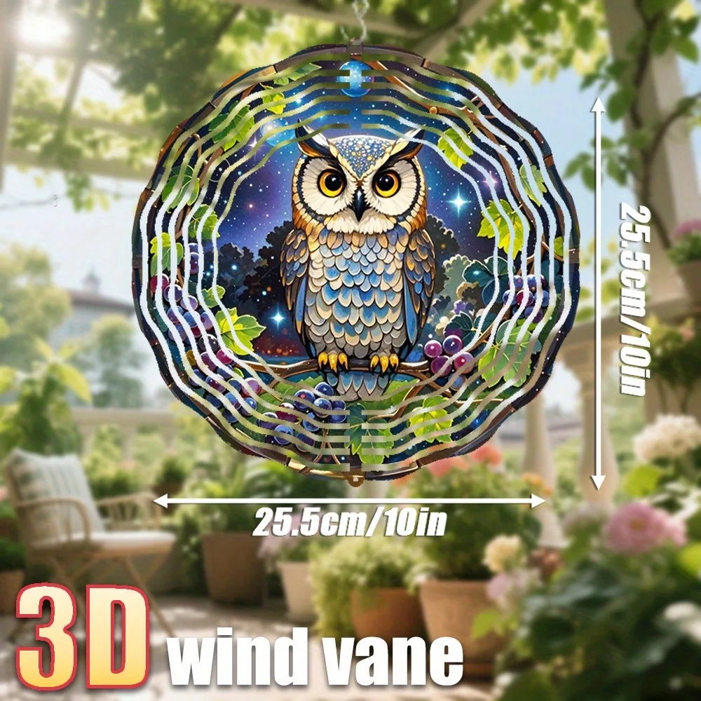 

Owl Wind Chimes for Outside 3D Starry Night Garden Decor Rotating Hook Unique Hanging Ornament Valentine Gift