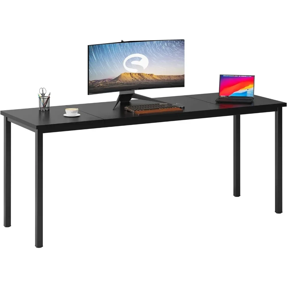 70.8 Inch Stylish Computer Desk, Large Executive Office Desk, Simple Study Writing Desk, Workstation Businee Office, Black