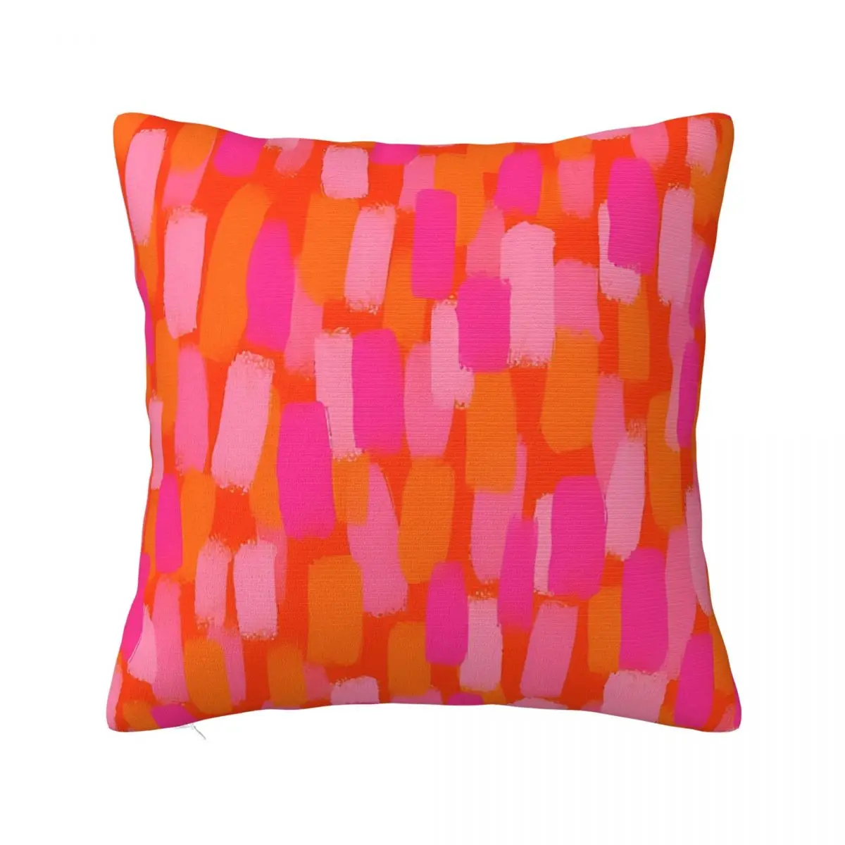 Pink And Orange Paint Brush Effect Pillowcase Printing Polyester Cushion Cover Gift Pillow Case Cover Living Room Square