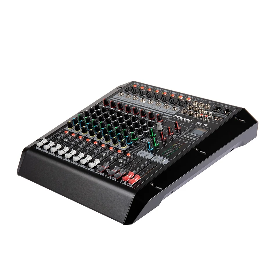 TKsound Selling  8 Channel professional sound mixer stereo digital audio music karaoke DJ Audio Mixer