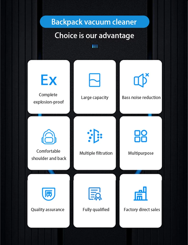المكنسة الكهربائية الخلفية المقاومة للانفجار مناسبة لامتصاص جزيئات الغبار في ورش العمل والمصانع