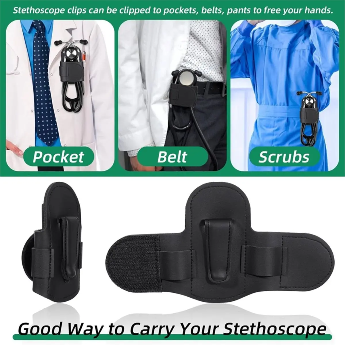 Stethoscope Holder Hip Clip, Stethoscope Accessories, for Scrubs, White Coats, Belts - Essential for Doctors