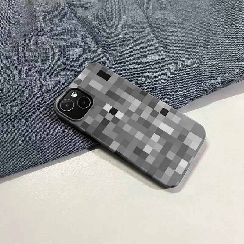 Ins Korean Gray Block Splicing Case for IPHONE 17 16ProMax 15 14 13 12 11 PRO Plus Acrylic TPU Two in One Magnetic Phone Cases