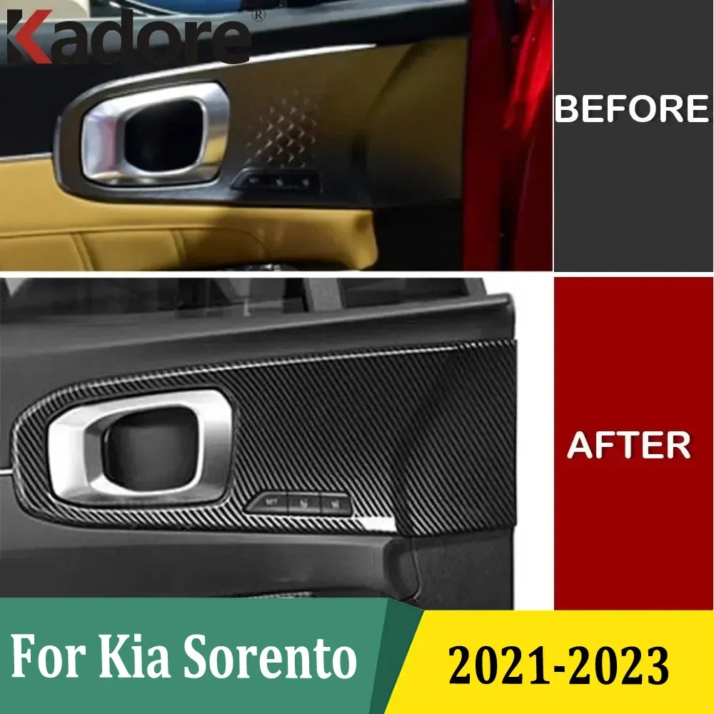 

For Kia Sorento 2021 2022 2023 ABS Carbon Fiber Interior Side Door Handle Cover Trims Protection Car Sticker Accessories (LHD)