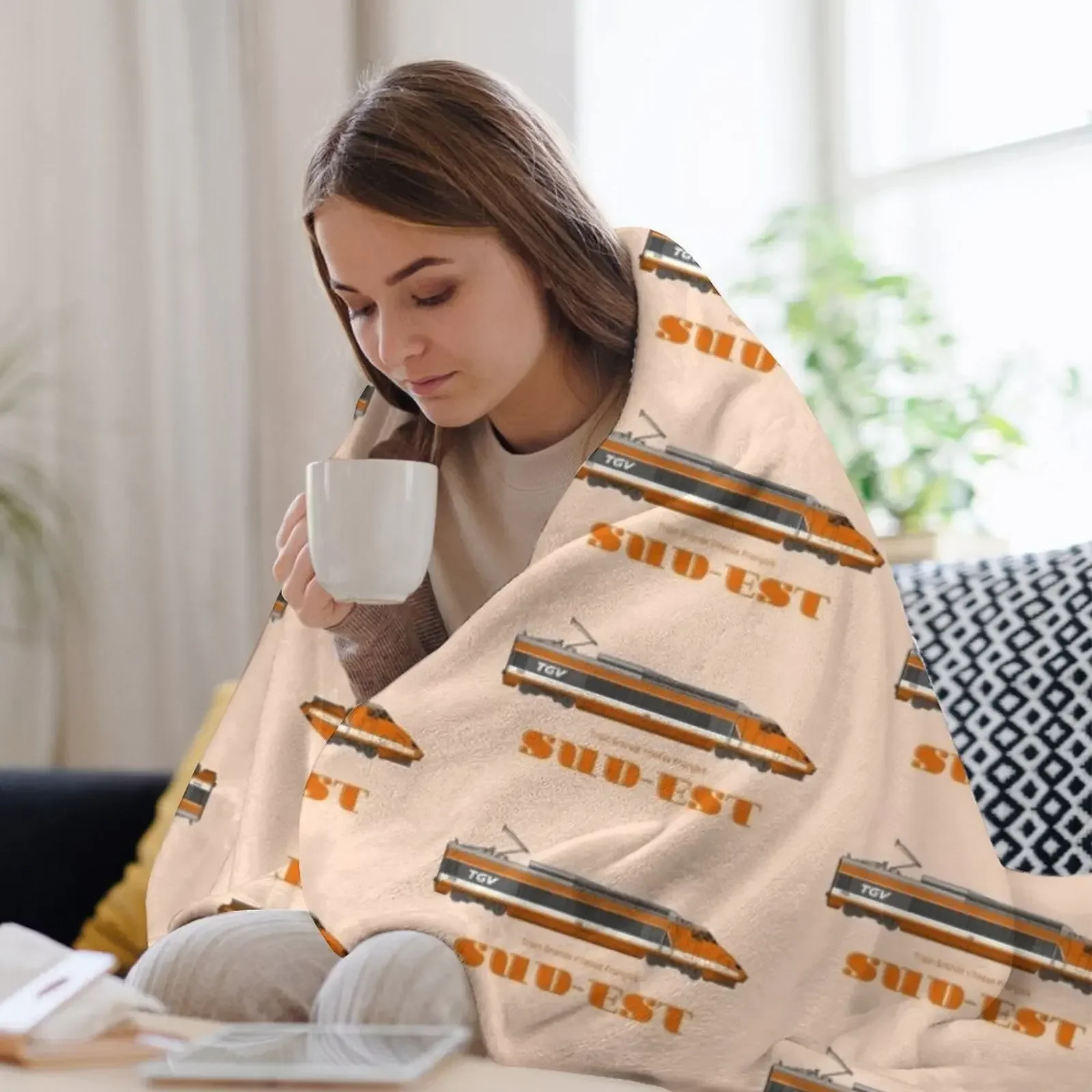 TGV Sud-Est قاطرة عمل فني رمي بطانية مخصصة Beautifuls أغطية السرير بطانيات الأربعاء