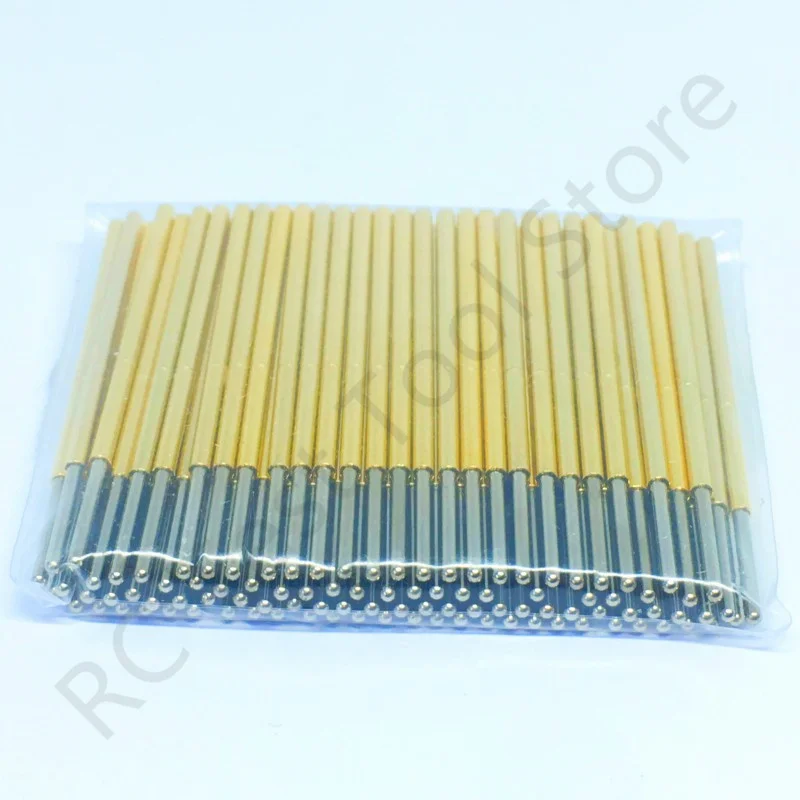 100PCS P100-J1 Small Round Head Spring Test Probe Pogo Pin P100-J Outer Dia 1.36mm Needle Length 33.35mm Circuit Board Test Pin