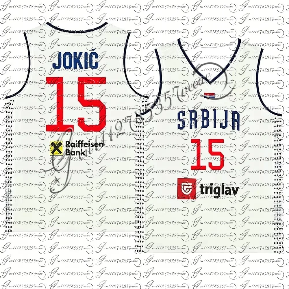 Unisex Breathable Quick Dry Basketball Jersey Srbija 15 Jokic Cheap High Quality Outdoor Sportswear for Children FamilyMatching
