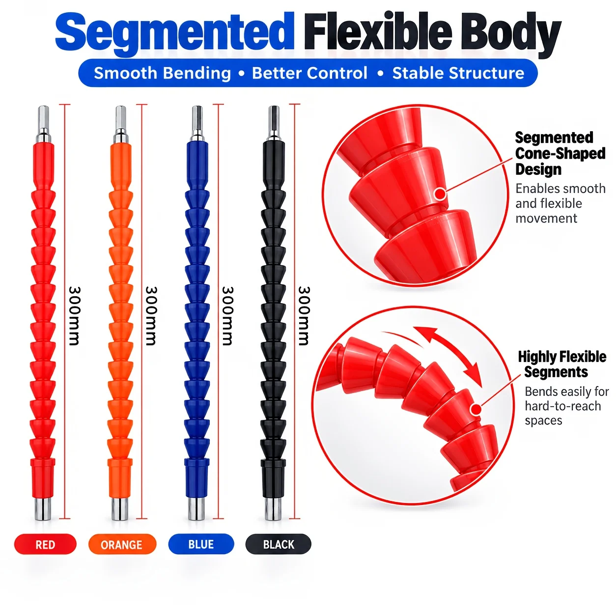 Flexible Drill Bit Extension Shaft, 360° Bendable Universal Flexible Shaft, 1/4