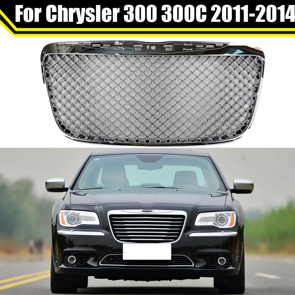Fit For Chrysler 300 300C 2011-2014 Mesh Style Car Front Bumper Grille Front Upper Mesh Grill Silver Grille Racing Grills