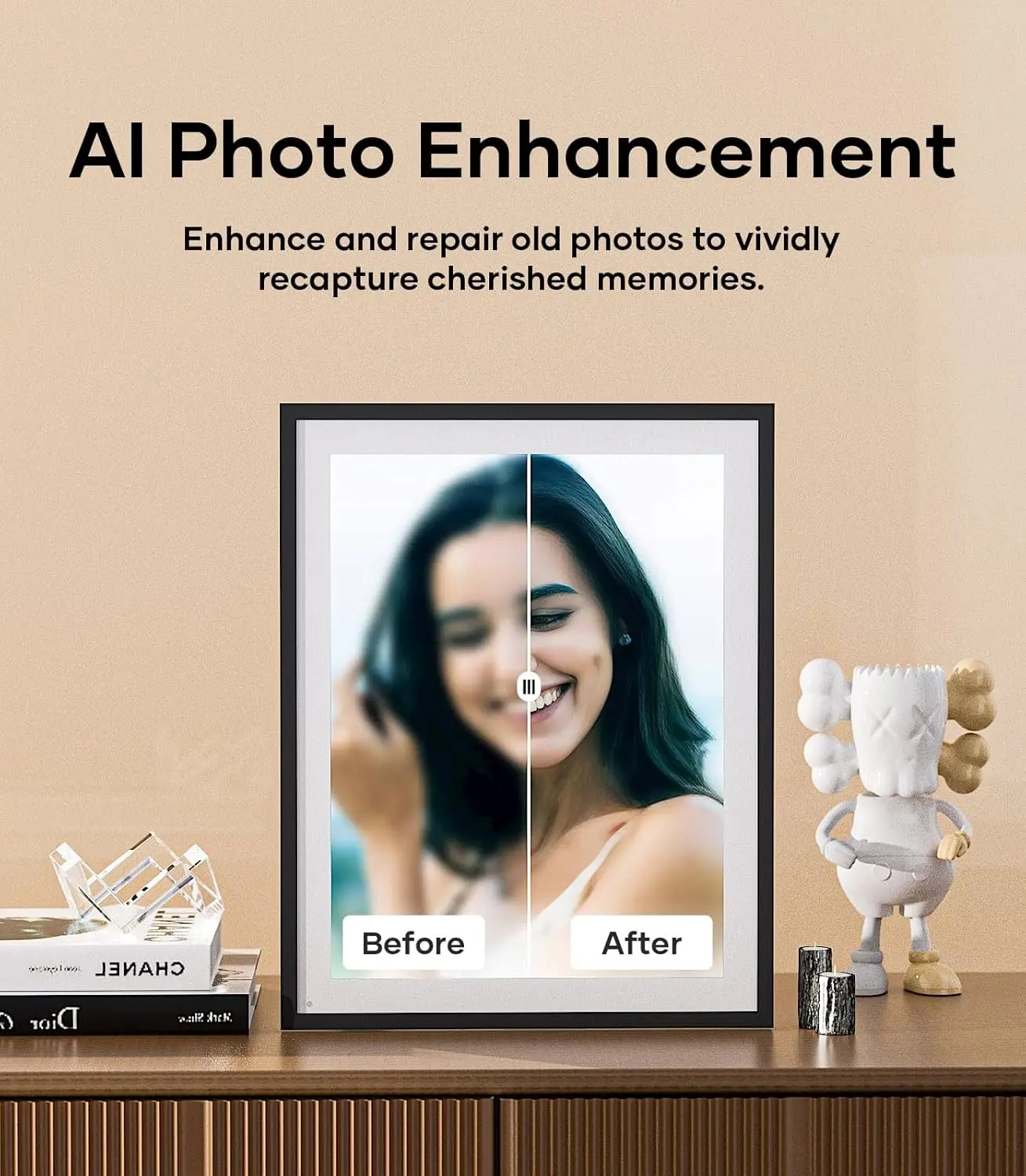 Digital Picture Frame Large  Inch Free Unlimited Storage AI-Powered Send Pictures and Videos via Google Photos Email Web Browser