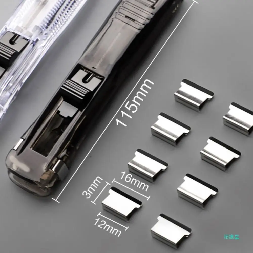 Simple Clip Pusher Traceless Metal Hand Push Clamp Students Stationery Paper Binding Clip Reusable Document File Stapler