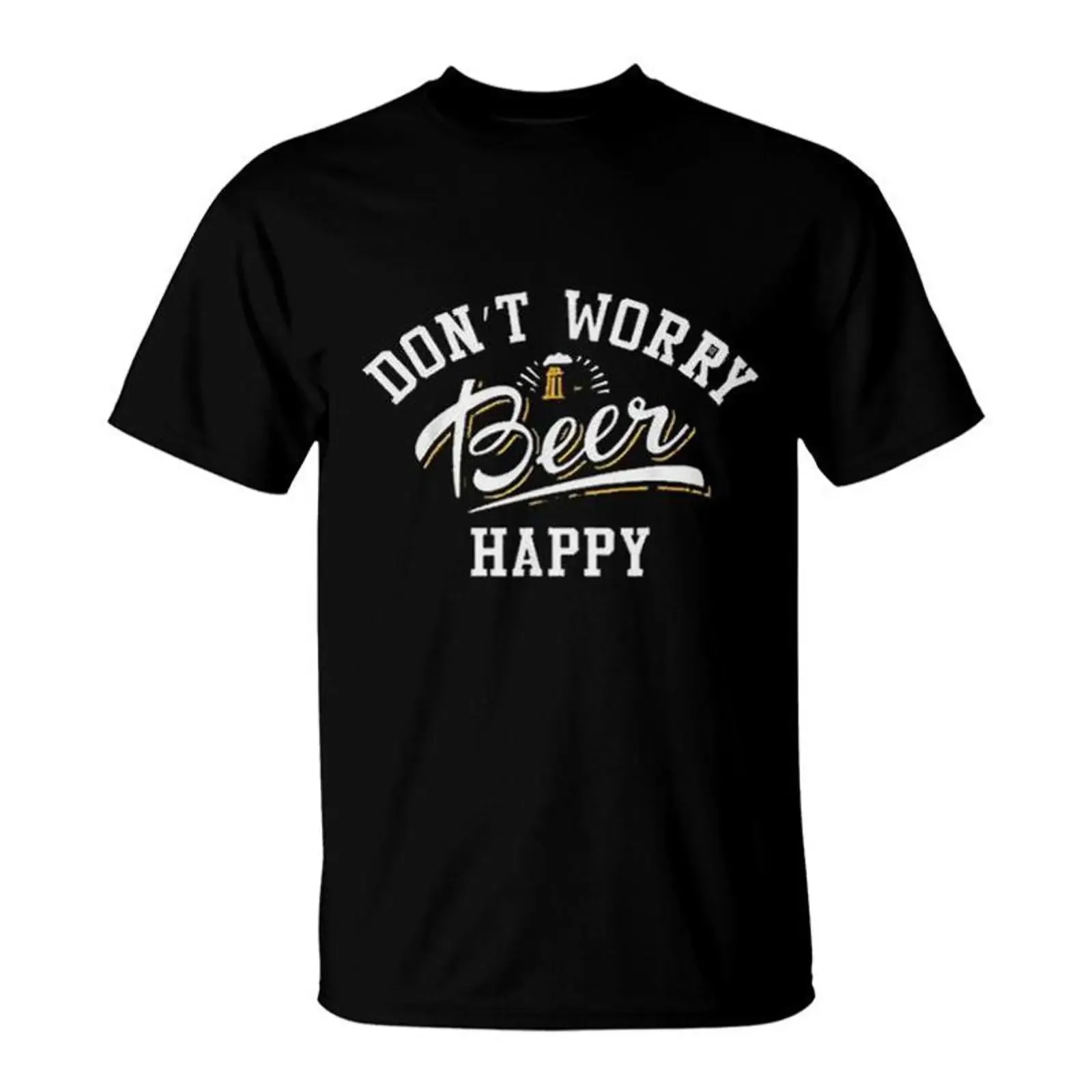 Dont Worry Beer Happy Lovers Funny T Shirt Seseable vintage Washed Unisex fashion graphic homme Stretched Breathable
