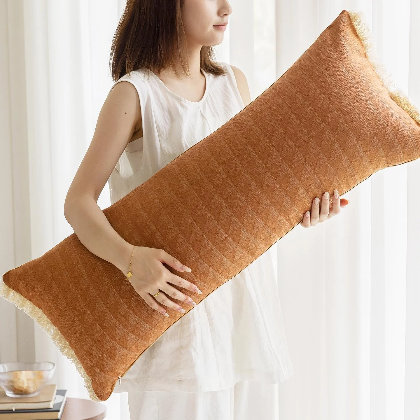 

Elegant Long Pillow for Sofa Backrest Bed Headrest Women Sleeping between Legs Side Sleep Pillow Nordic Style Customizable