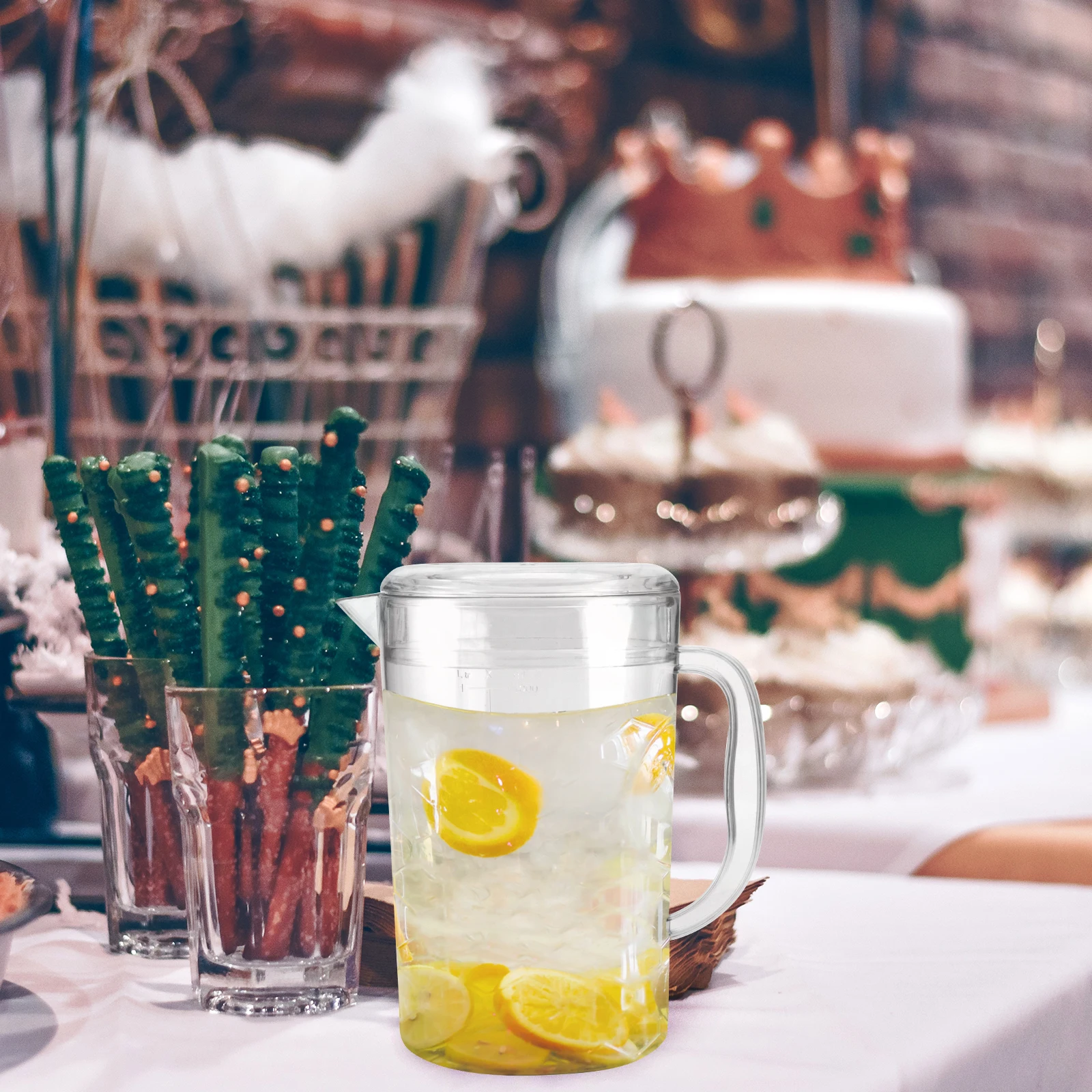 1L Plastic Water Pitcher With Lid Transparent Cold Resistant Beverage Container Juice Pot For Tea Milk Beer Serving Family