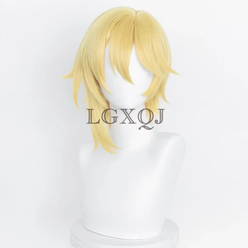 In Stock 40cm Nazuna Nito Cosplay Wig ES Ensemble Stars Ra*bits Nito Nazuna Wig Golden Yellow Scalp Heat Resistant Anime Wigs