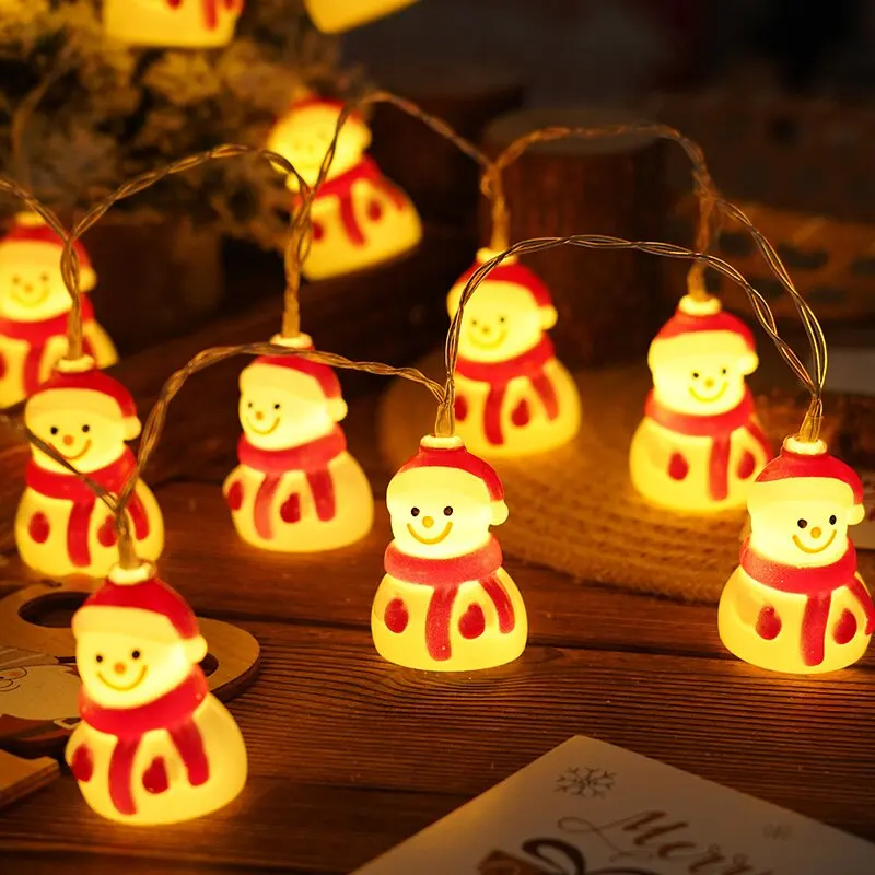 Christmas Tree Snowman String Lights 1.5M10LED 3M20LED Warm White Battery Operated Fairy Lights Home Party Holiday Decorations