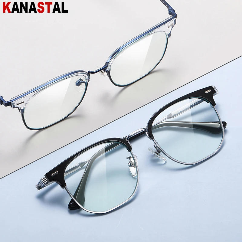 Women Titanium Eyeglasses Frame Men Blue Light Blocking Glasses Literary Square Computer Goggles Anti Rays Optics Eyewear Frame