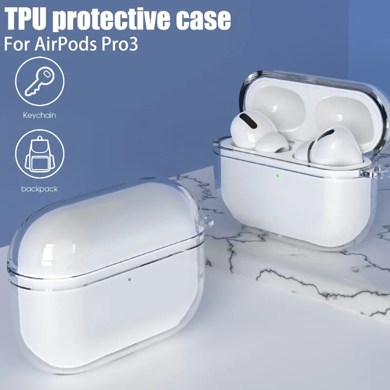 Casing Transparan untuk AirPods Pro 3 2025 Pro2 Airpods4 Casing Earphone TPU Transparan Anti-selip Anti-jatuh untuk Apple Airpods Pro2