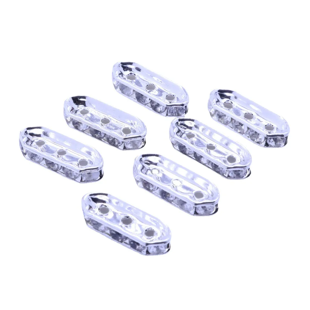 3 Rows of White K Color Inlaid Rhinestones Multi-row Bracelet Spacer DIY Handmade Jewelry Accessories