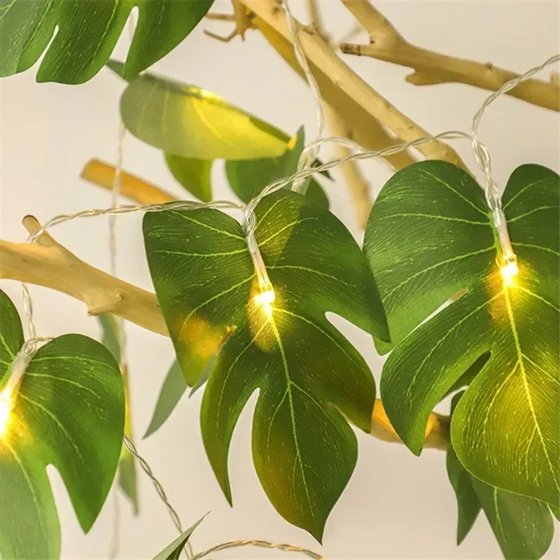 10/20LED Artificial Turtle Leaves String Light Home Garden Wedding Baby Shower Hawaii Jungle Theme Birthday Party Decoration