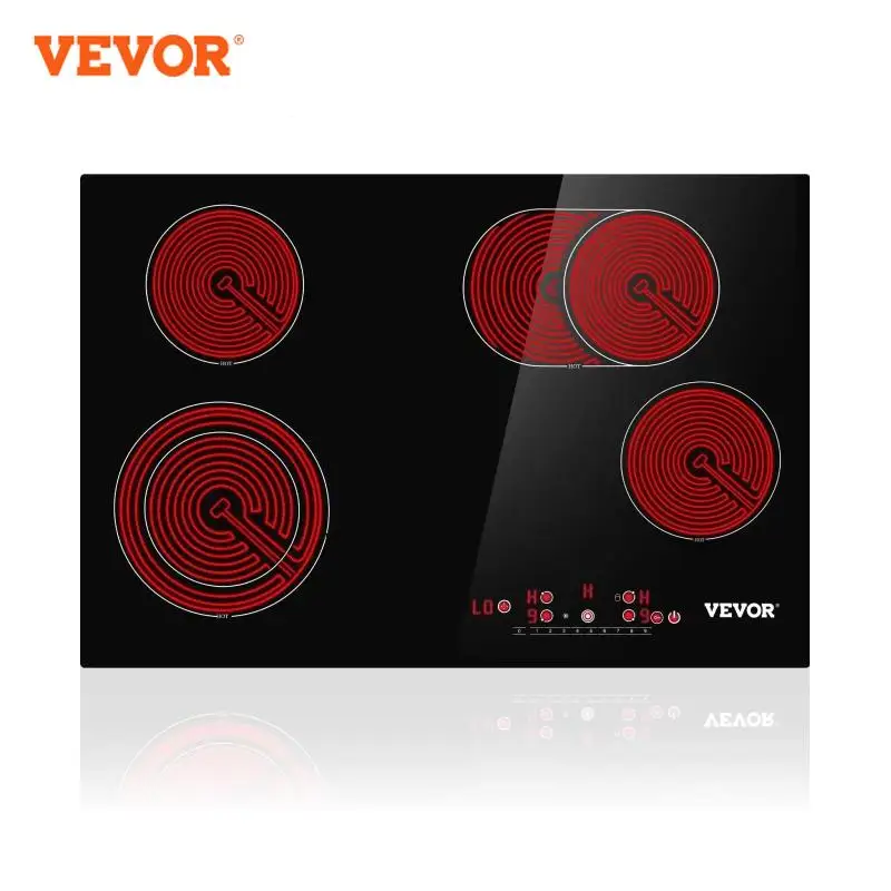 VEVOR 4/5เตาไฟฟ้าเตาเตาไฟฟ้า9ระดับ & Sensor Touch Control แก้ว240V
