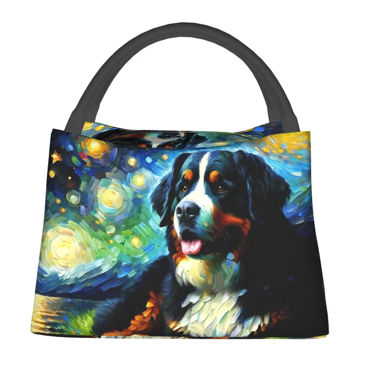 

Термосумка для обедов Starry Night Bernese Mountain Dog Van Gogh Lover для женщин и детей, портативный контейнер для еды, термобокс